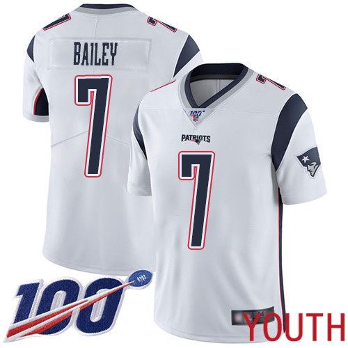 New England Patriots Football #7 Vapor Untouchable 100th Season Limited White Youth Jake Bailey Road NFL Jersey->new england patriots->NFL Jersey